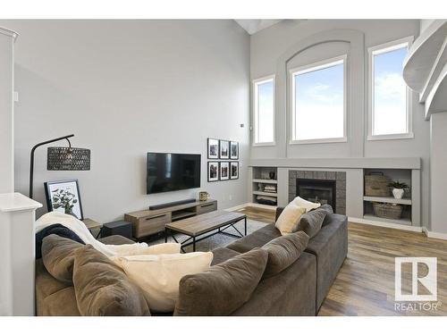 14957 135 Street, Edmonton, AB - Indoor Photo Showing Living Room With Fireplace