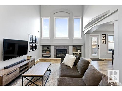 14957 135 Street, Edmonton, AB - Indoor Photo Showing Living Room With Fireplace