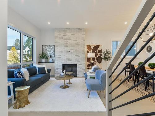 8105 144 Street, Edmonton, AB - Indoor Photo Showing Living Room With Fireplace