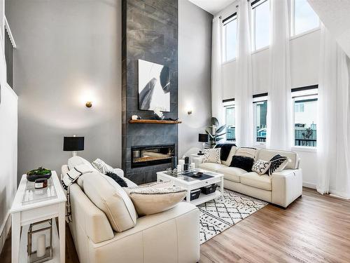 7024 Chivers Loop, Edmonton, AB - Indoor Photo Showing Living Room With Fireplace