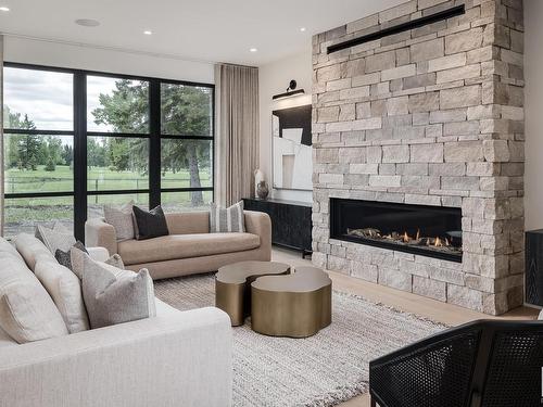 55B Fairway Drive, Edmonton, AB - Indoor Photo Showing Living Room With Fireplace