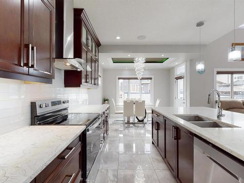 2617 21A Avenue, Edmonton, AB - Indoor Photo Showing Kitchen With Double Sink With Upgraded Kitchen