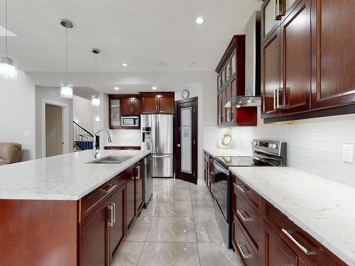 2617 21A Avenue, Edmonton, AB - Indoor Photo Showing Kitchen With Stainless Steel Kitchen With Double Sink With Upgraded Kitchen