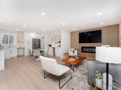 13543 67 Street, Edmonton, AB - Indoor Photo Showing Living Room With Fireplace