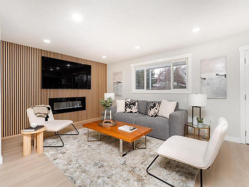 13543 67 Street, Edmonton, AB - Indoor Photo Showing Living Room With Fireplace