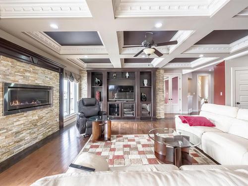 839 Wildwood Crescent, Edmonton, AB - Indoor Photo Showing Living Room With Fireplace