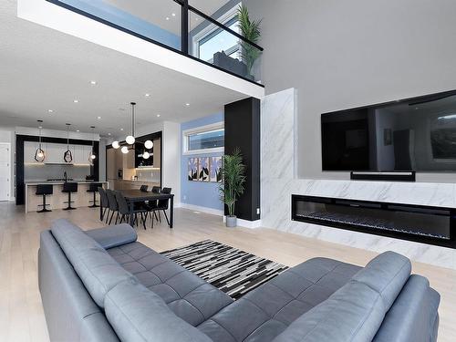 1303 Clement Court, Edmonton, AB - Indoor Photo Showing Living Room With Fireplace