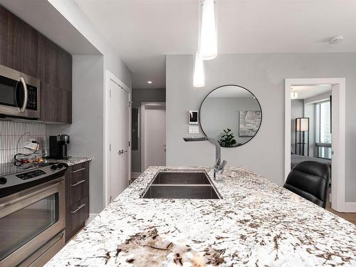 1404 11969 Jasper Avenue, Edmonton, AB - Indoor Photo Showing Kitchen With Double Sink