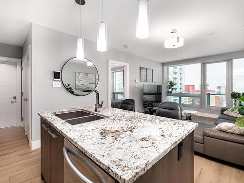 1404 11969 Jasper Avenue, Edmonton, AB - Indoor Photo Showing Kitchen With Double Sink With Upgraded Kitchen