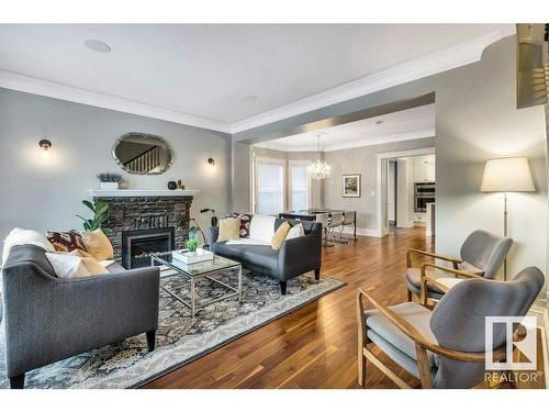 11212 99 Avenue, Edmonton, AB - Indoor Photo Showing Living Room With Fireplace