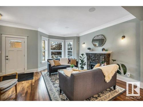 11212 99 Avenue, Edmonton, AB - Indoor Photo Showing Living Room With Fireplace