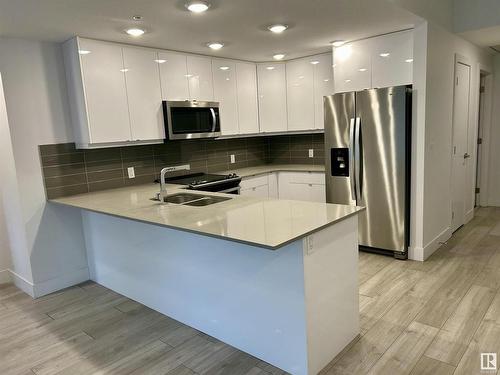 302 8510 90 Street, Edmonton, AB - Indoor Photo Showing Kitchen With Double Sink With Upgraded Kitchen