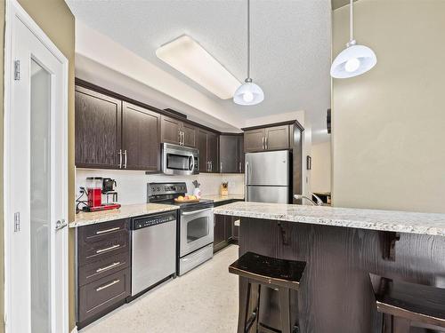 201 9707 106 Street, Edmonton, AB - Indoor Photo Showing Kitchen With Stainless Steel Kitchen