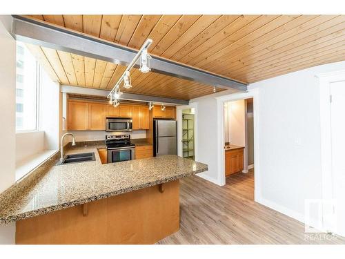 208 10009 102 Avenue, Edmonton, AB - Indoor Photo Showing Kitchen With Stainless Steel Kitchen With Double Sink