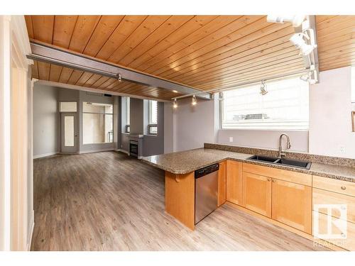 208 10009 102 Avenue, Edmonton, AB - Indoor Photo Showing Kitchen With Double Sink