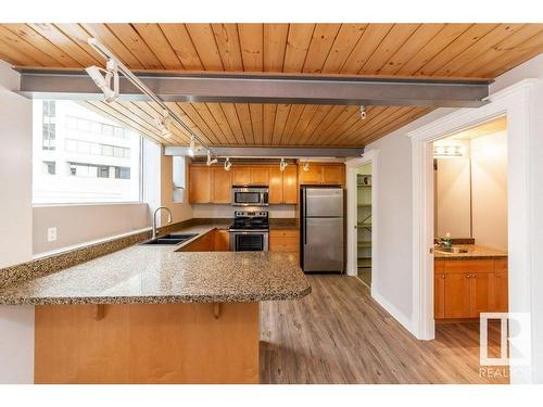 208 10009 102 Avenue, Edmonton, AB - Indoor Photo Showing Kitchen With Stainless Steel Kitchen With Double Sink