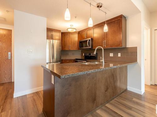 305 10055 118 Street, Edmonton, AB - Indoor Photo Showing Kitchen With Stainless Steel Kitchen With Double Sink