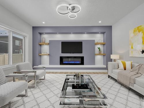 1731 19 Street, Edmonton, AB - Indoor Photo Showing Living Room With Fireplace