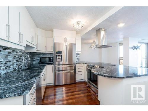 1805 10149 Saskatchewan Drive, Edmonton, AB - Indoor Photo Showing Kitchen With Stainless Steel Kitchen With Upgraded Kitchen