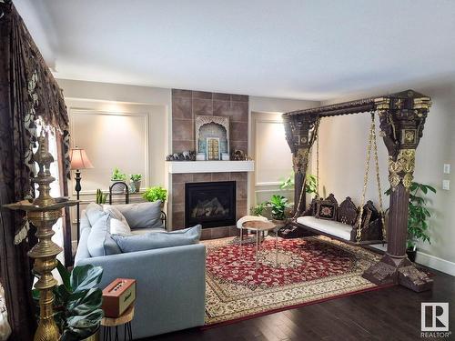 1873 32A Street, Edmonton, AB - Indoor Photo Showing Living Room With Fireplace