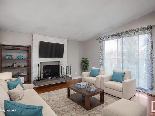 11940 152B Avenue, Edmonton, AB - Indoor Photo Showing Living Room With Fireplace