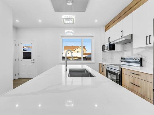 822 Northern Harrier Lane, Edmonton, AB - Indoor Photo Showing Kitchen With Double Sink With Upgraded Kitchen