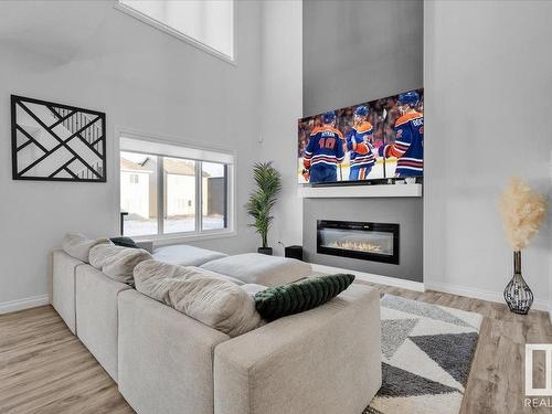 8888 Carson Way, Edmonton, AB - Indoor Photo Showing Living Room With Fireplace