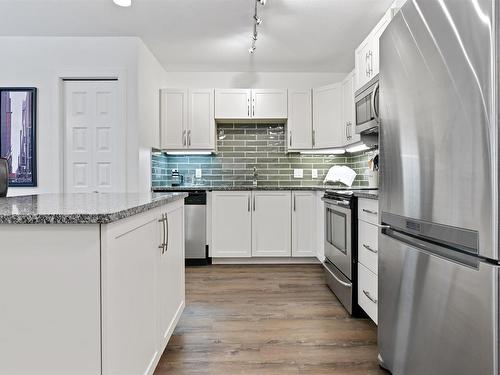 206 8515 99 Street, Edmonton, AB - Indoor Photo Showing Kitchen With Stainless Steel Kitchen With Upgraded Kitchen