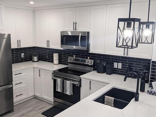 841 Northern Harrier Lane, Edmonton, AB - Indoor Photo Showing Kitchen With Double Sink With Upgraded Kitchen