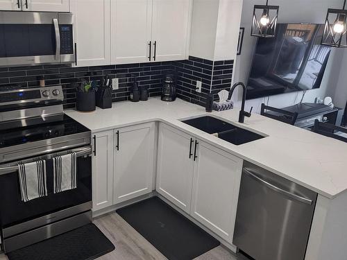 841 Northern Harrier Lane, Edmonton, AB - Indoor Photo Showing Kitchen With Double Sink