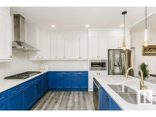 9316 206 Nw, Edmonton, AB - Indoor Photo Showing Kitchen With Stainless Steel Kitchen With Double Sink With Upgraded Kitchen