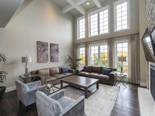 605 Howatt Drive, Edmonton, AB - Indoor Photo Showing Living Room With Fireplace