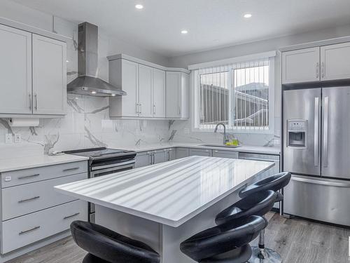 22353 93A Avenue, Edmonton, AB - Indoor Photo Showing Kitchen With Stainless Steel Kitchen With Upgraded Kitchen