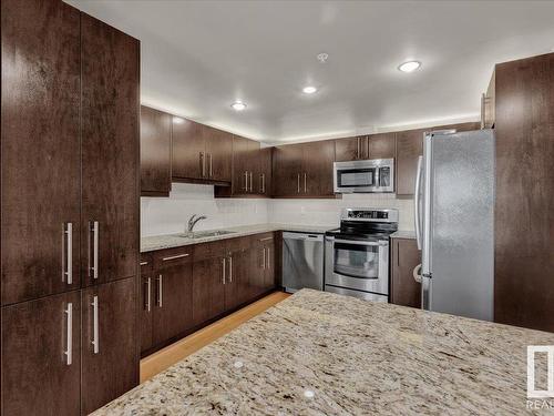 707 6608 28 Avenue, Edmonton, AB - Indoor Photo Showing Kitchen With Stainless Steel Kitchen