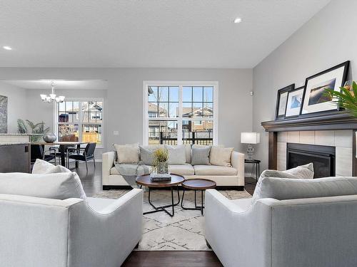 5151 Crabapple Link, Edmonton, AB - Indoor Photo Showing Living Room With Fireplace