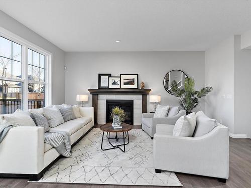 5151 Crabapple Link, Edmonton, AB - Indoor Photo Showing Living Room With Fireplace