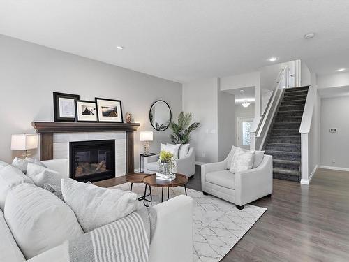 5151 Crabapple Link, Edmonton, AB - Indoor Photo Showing Living Room With Fireplace