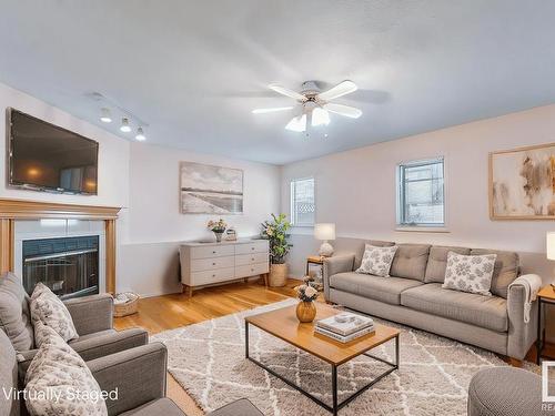 7224 156 Avenue, Edmonton, AB - Indoor Photo Showing Living Room With Fireplace