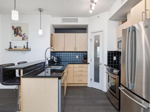 803 9707 106 Street, Edmonton, AB - Indoor Photo Showing Kitchen With Stainless Steel Kitchen With Upgraded Kitchen