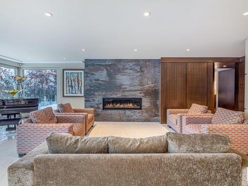 4 Whitemud Place, Edmonton, AB - Indoor Photo Showing Living Room With Fireplace