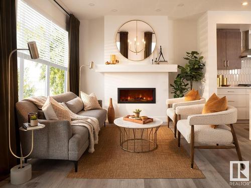 21866 98A Avenue, Edmonton, AB - Indoor Photo Showing Living Room With Fireplace