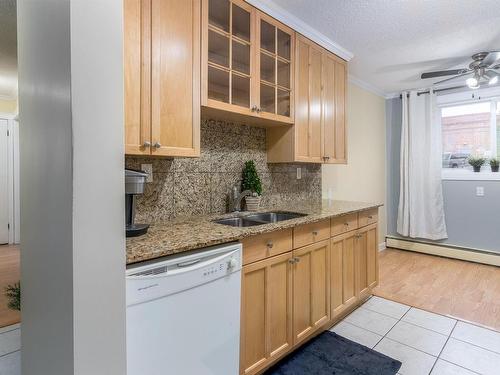 102 9925 83 Avenue, Edmonton, AB - Indoor Photo Showing Kitchen With Double Sink