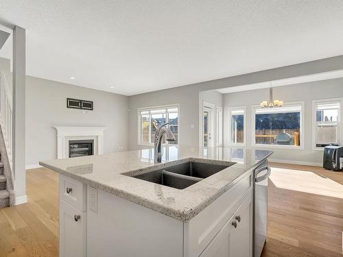 22407 99 Avenue, Edmonton, AB - Indoor Photo Showing Kitchen With Fireplace With Double Sink