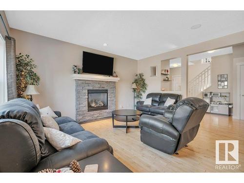 21632 94B Avenue, Edmonton, AB - Indoor Photo Showing Living Room With Fireplace