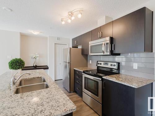 307 142 Ebbers Boulevard, Edmonton, AB - Indoor Photo Showing Kitchen With Stainless Steel Kitchen With Double Sink With Upgraded Kitchen