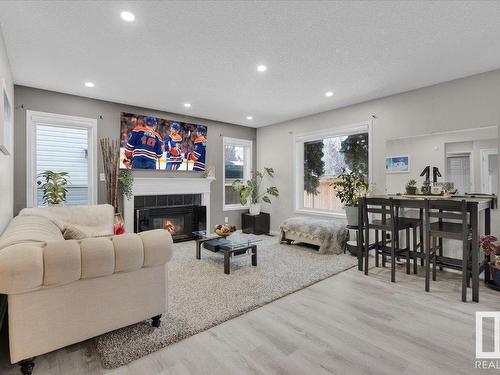 431 Breckenridge Lane, Edmonton, AB - Indoor Photo Showing Living Room With Fireplace