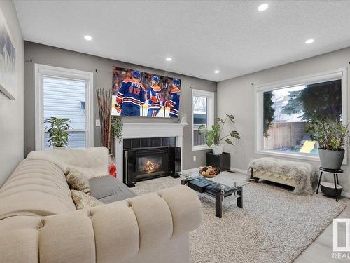 431 Breckenridge Lane, Edmonton, AB - Indoor Photo Showing Living Room With Fireplace