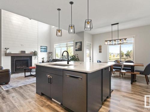 17119 46 Street, Edmonton, AB - Indoor Photo Showing Kitchen With Fireplace