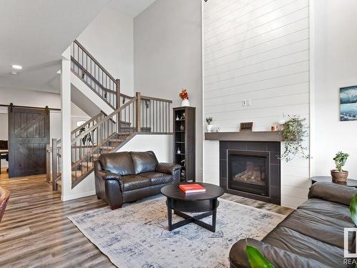 17119 46 Street, Edmonton, AB - Indoor Photo Showing Living Room With Fireplace