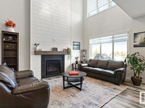 17119 46 Street, Edmonton, AB - Indoor Photo Showing Living Room With Fireplace